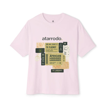 Fluency Atarrodo Tee | Abstract face art, green moon accents