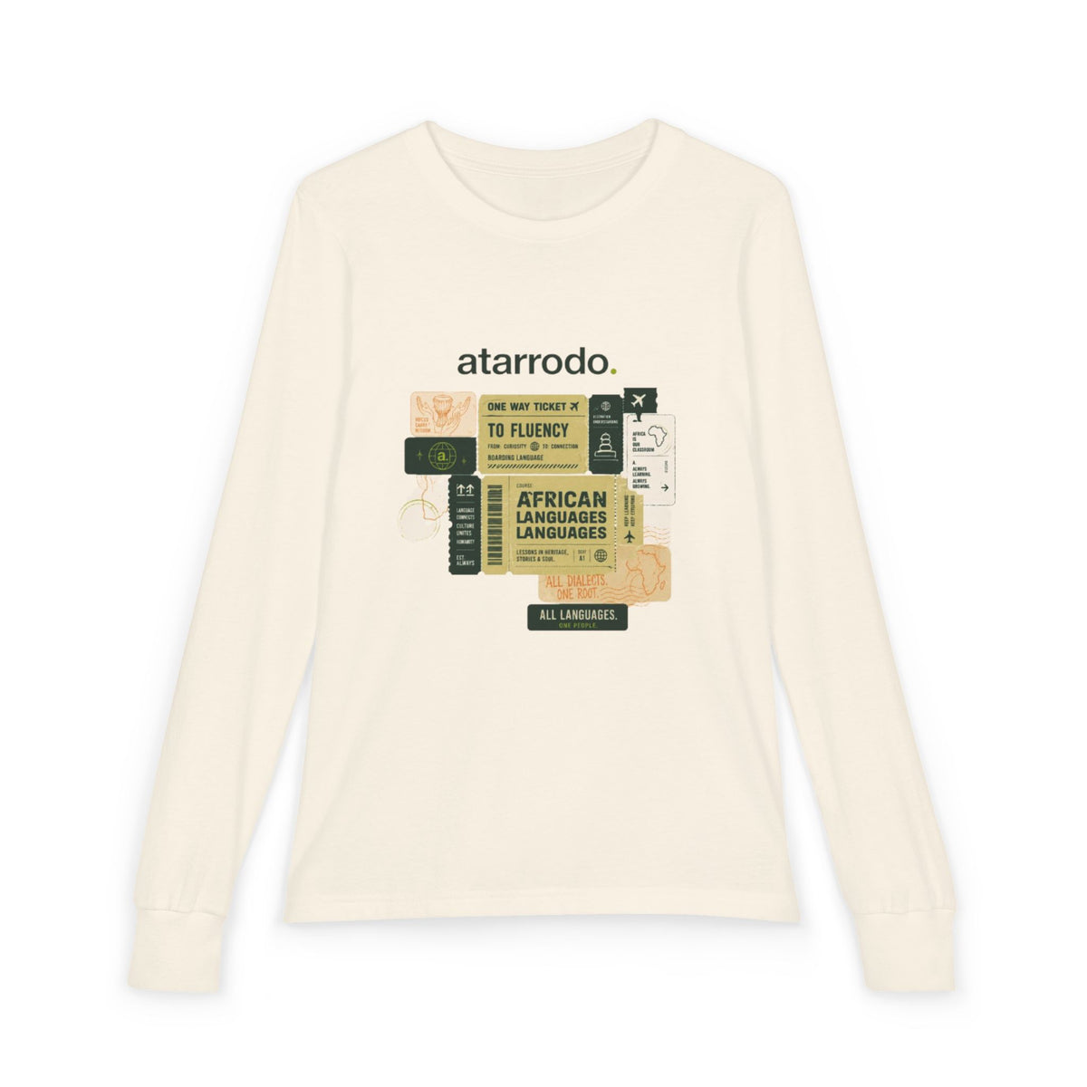 African Languages Collage Youth Long Sleeve Kids Tee