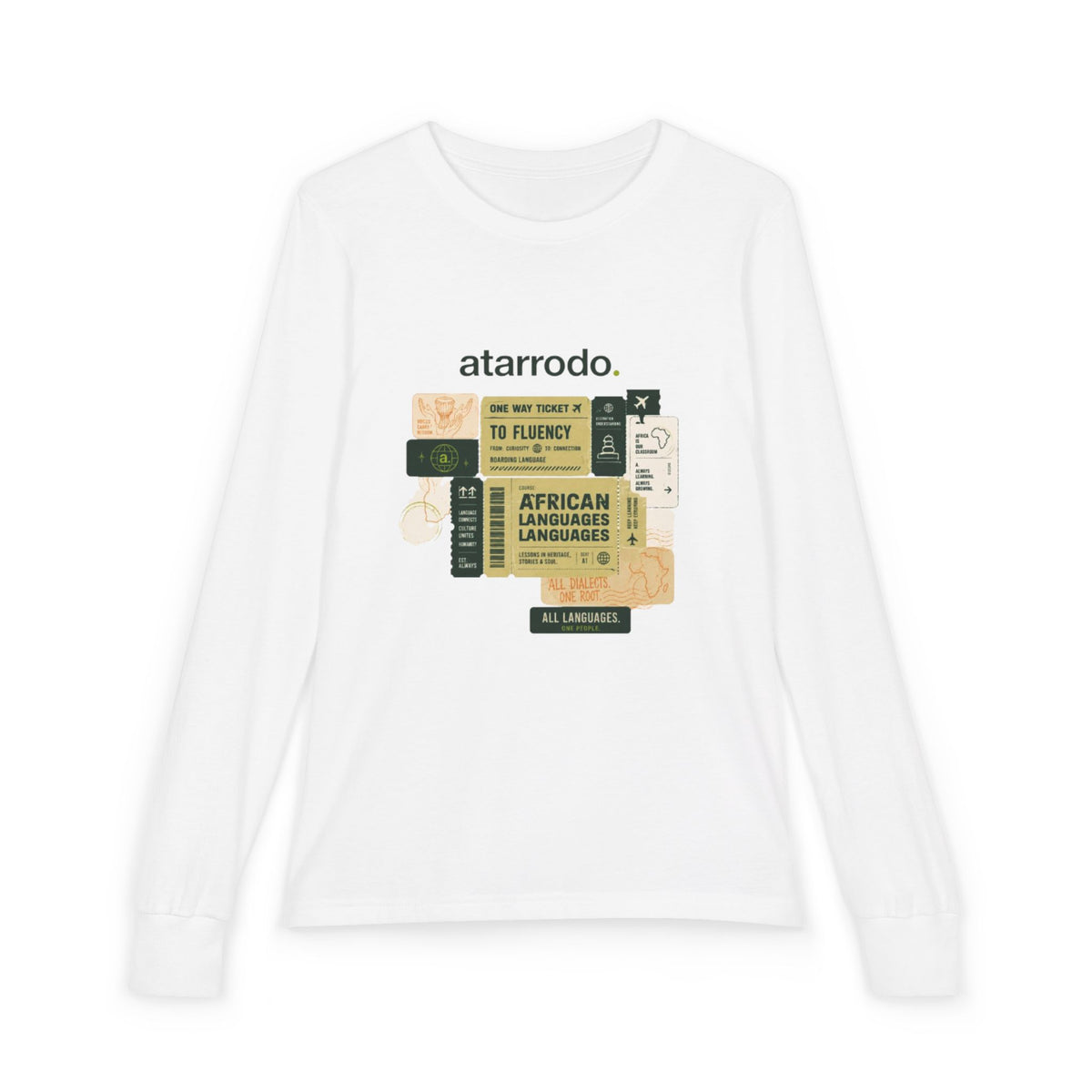 African Languages Collage Youth Long Sleeve Kids Tee