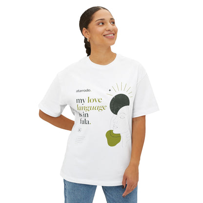 My love language is in Fula Tee | Abstract face art, green moon accents