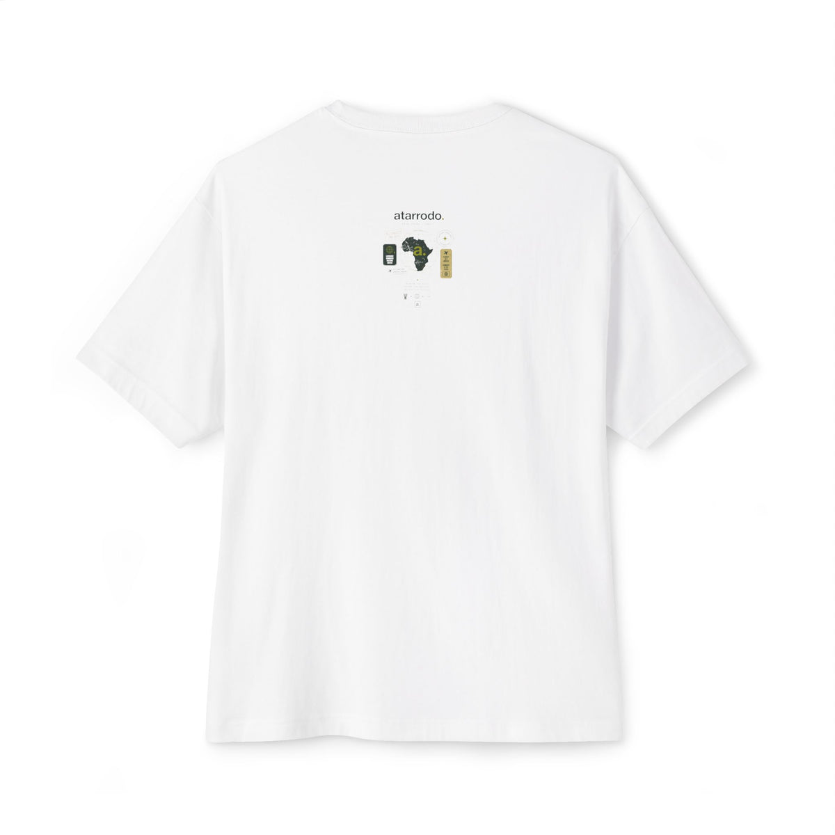 Fluency Atarrodo Tee | Abstract face art, green moon accents