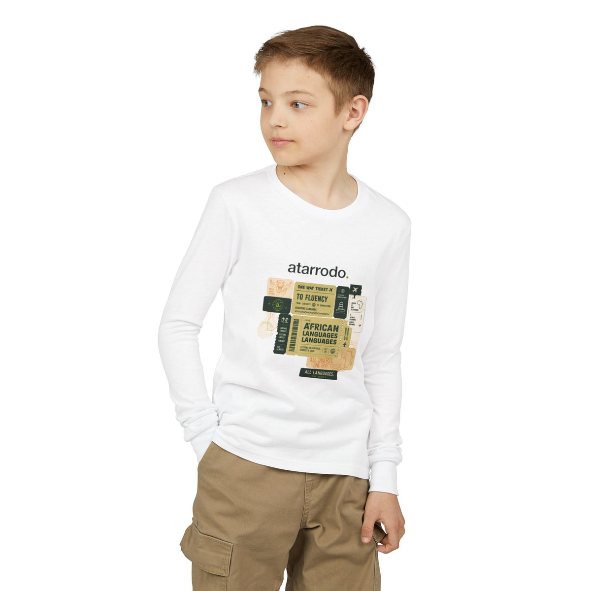 African Languages Collage Youth Long Sleeve Kids Tee