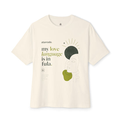 My love language is in Fula Tee | Abstract face art, green moon accents