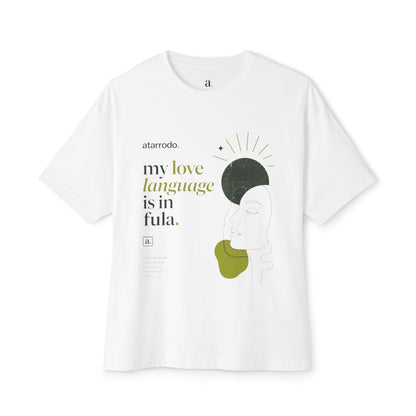 My love language is in Fula Tee | Abstract face art, green moon accents