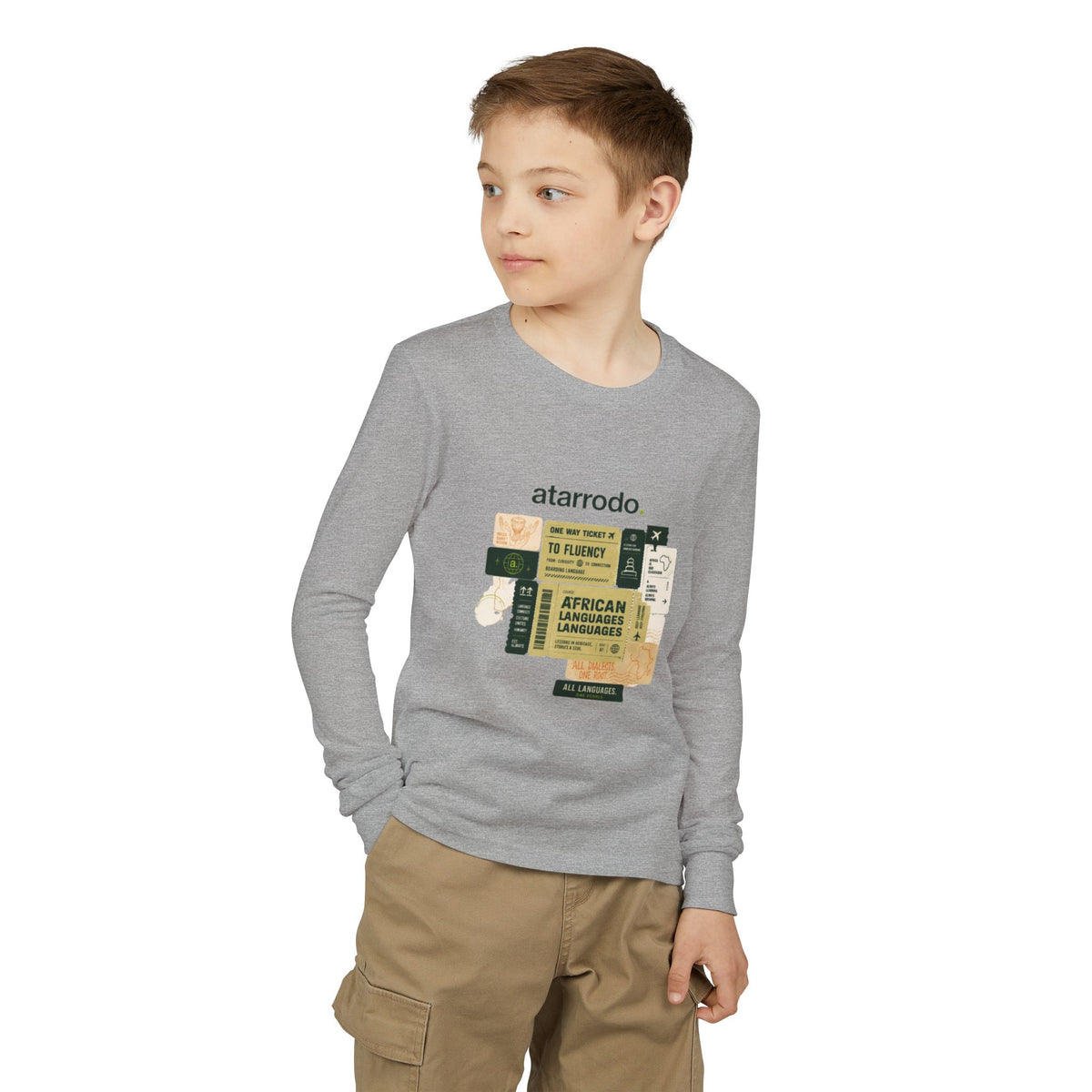 African Languages Collage Youth Long Sleeve Kids Tee